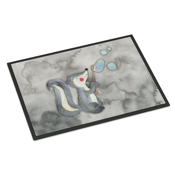 Carolines Treasures 18 x 27 in. Skunk & Bubbles Watercolor Indoor or Outdoor Mat BB7352MAT - main